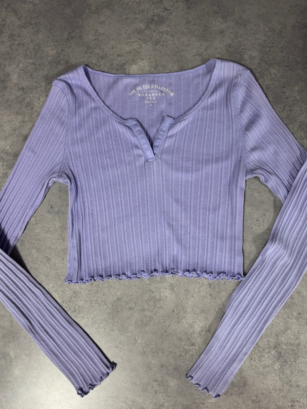 Aeropostale Lavender Ribbed Long Sleeve Crop Top